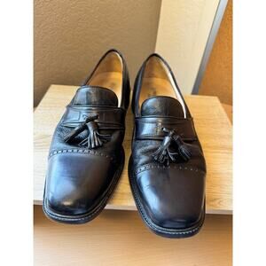 Pronto Uomo Black Leather Tassel Loafers - Size 10.5